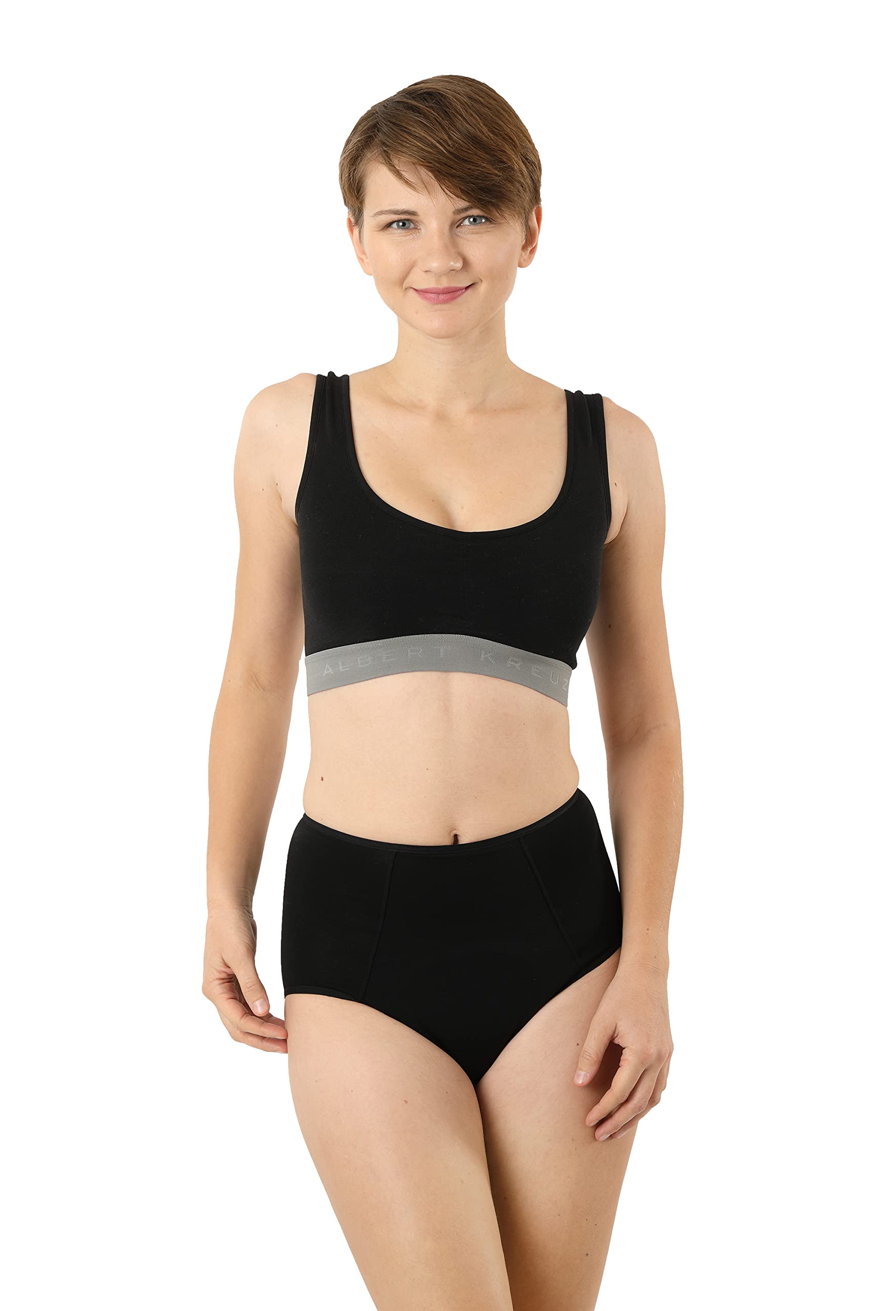ALBERT KREUZ Femme Culottes menstruelles Bio-Baumwolle Super Taille Haute Set de 2 Noir