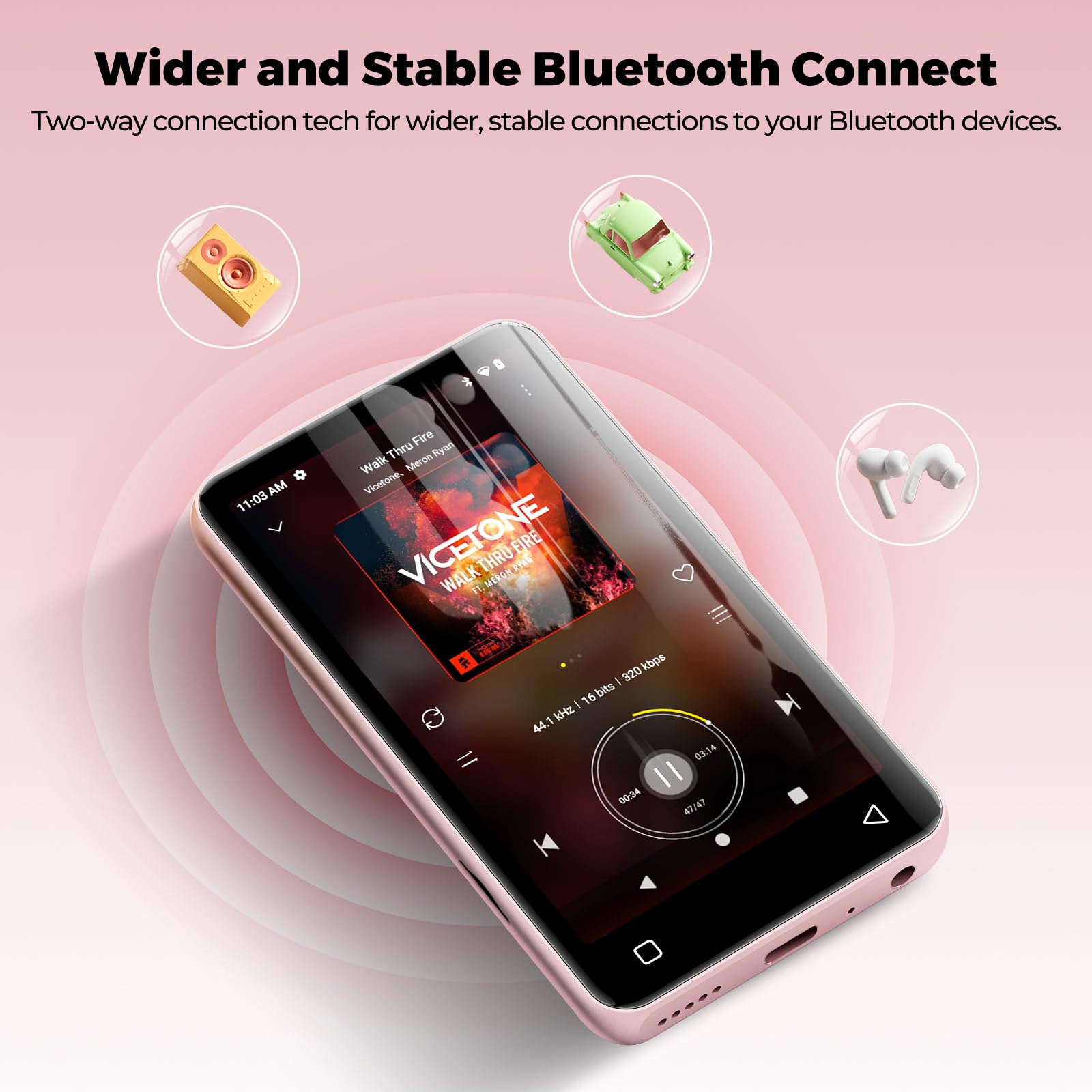 Reproductor MP3 de 160 GB con Bluetooth y WiFi, reproductor de música innioasis con Spotify, Pandora, Amazon Music, pantalla táctil de Android MP4, reproductor MP3 para niños con Libby, Audible,