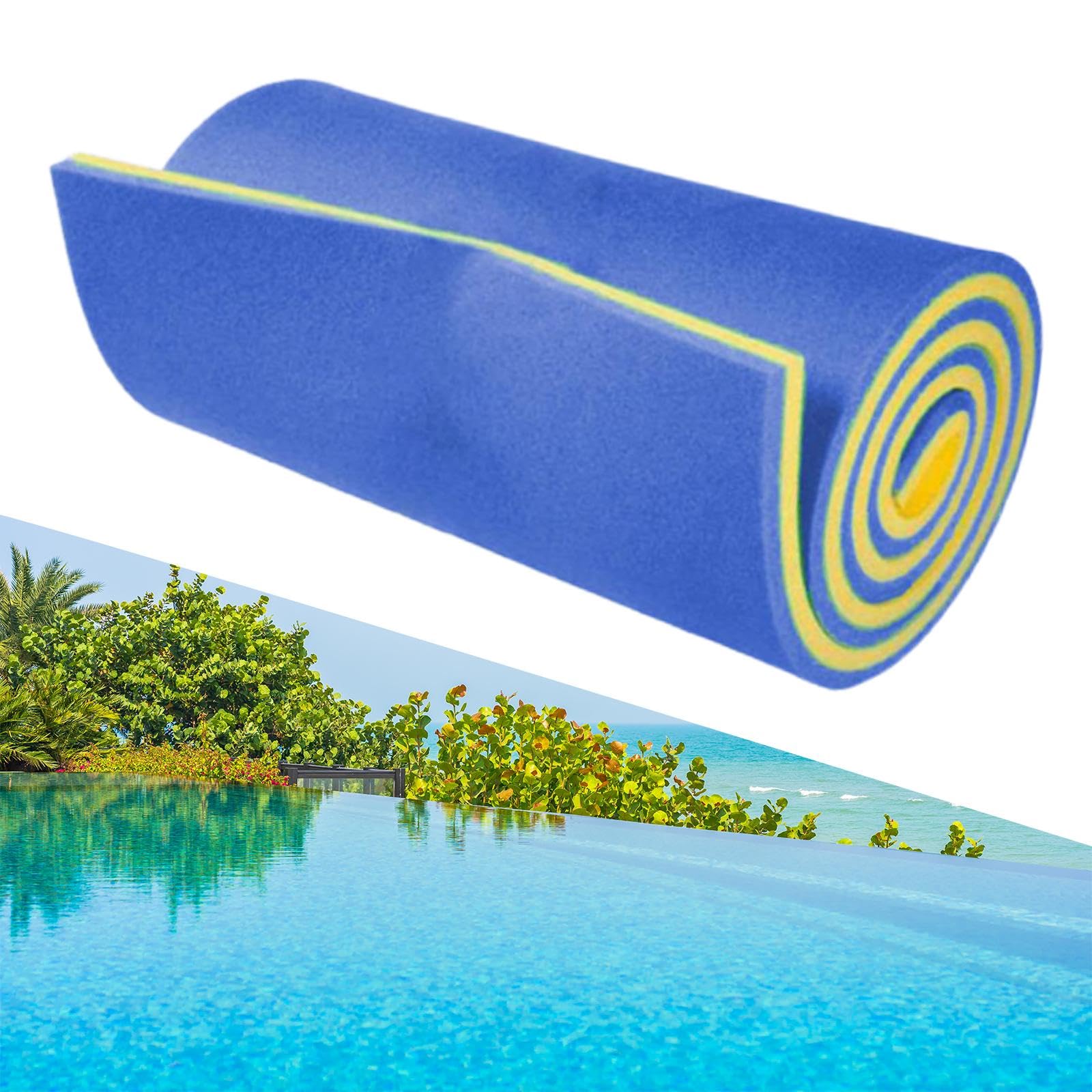 Colchoneta Flotante con Hamaca de Piscina para Adultos , Azul y amarillo
