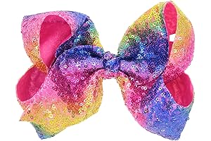 Hair Bows for Girls, 8 Inches Sequins Large Bows Alligator Hair Clip...