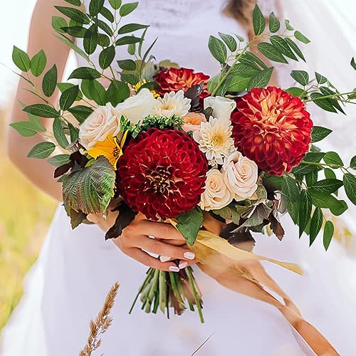 Miniatura 3 de Tallos artificiales italianos ruscus, guirnalda de hojas verdes sintéticas, ramas colgantes para ramo de boda, arco, mesa, centros de mesa,