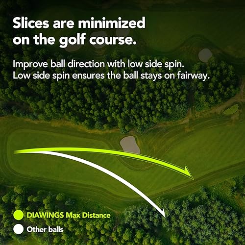 Miniatura 6 de Diawings Max Distance - Pelotas de golf para máxima distancia, anticorte, giro bajo, tiros rectos, media docena, 6 pelotas  Blanco, rosa, naranja,