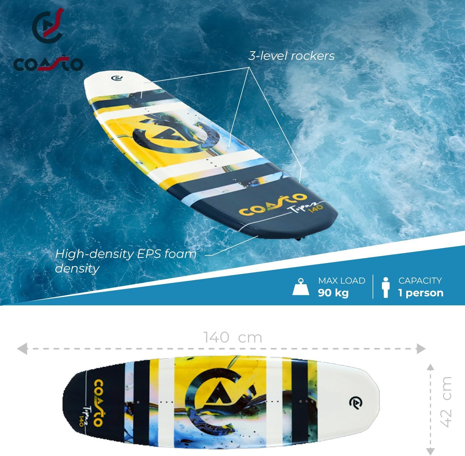 Brunelli Coasto Topaz 140 Wakeboard Flex avec fixation 39-46
