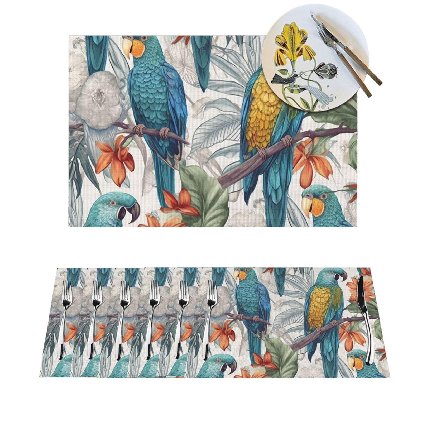 Sets de table antidérapants perroquet pour des repas de cuisine conviviaux et colorés