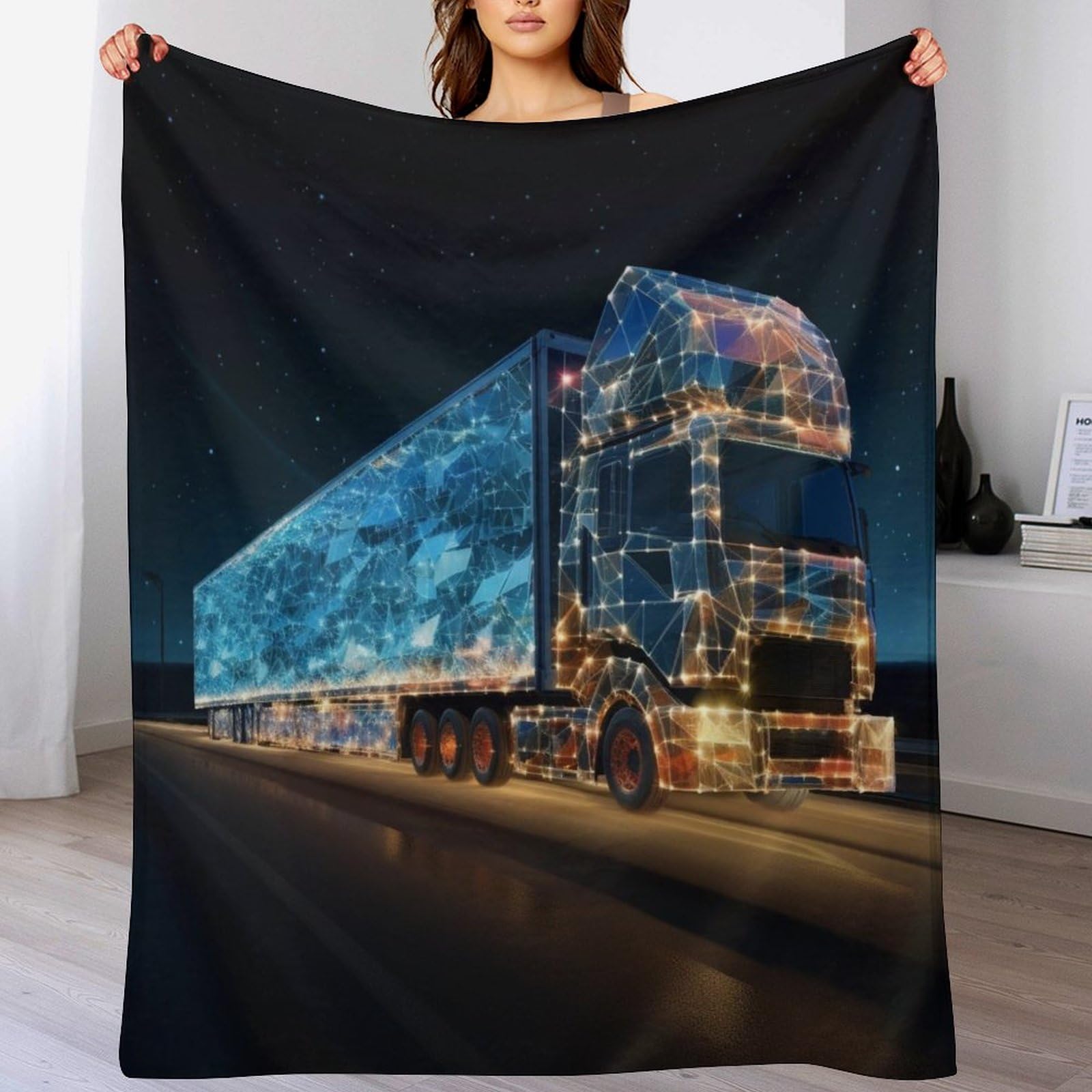 Couverture polaire camion en flanelle 150x200cm pour lit et canapé