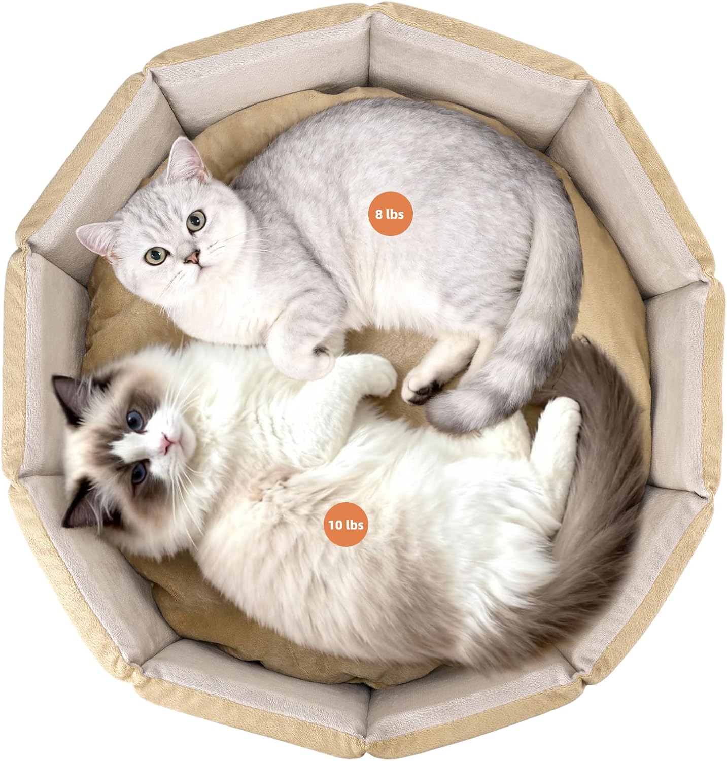 PJYuCien Premium Orthopedic Memory Foam Round Pet Bed for Large Cats, Small Dogs & Puppies - 20" Indoor Donut Cuddler with Non-Slip Bottom, Machine Washable, Supports Pets Up to 18 lbs, Khaki