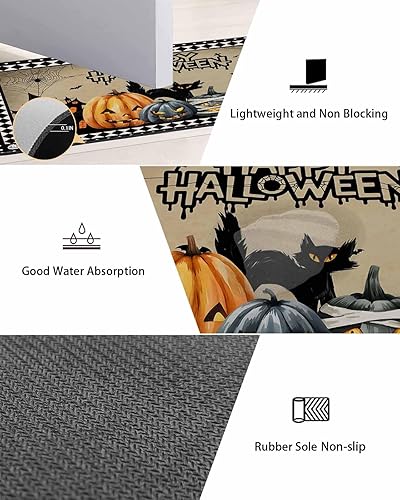 Miniatura 3 de Tapete de baño de Halloween para bañera, antideslizante, de secado rápido, absorbente, tierra de diatomeas, ducha, cocina, casa encantada, calavera