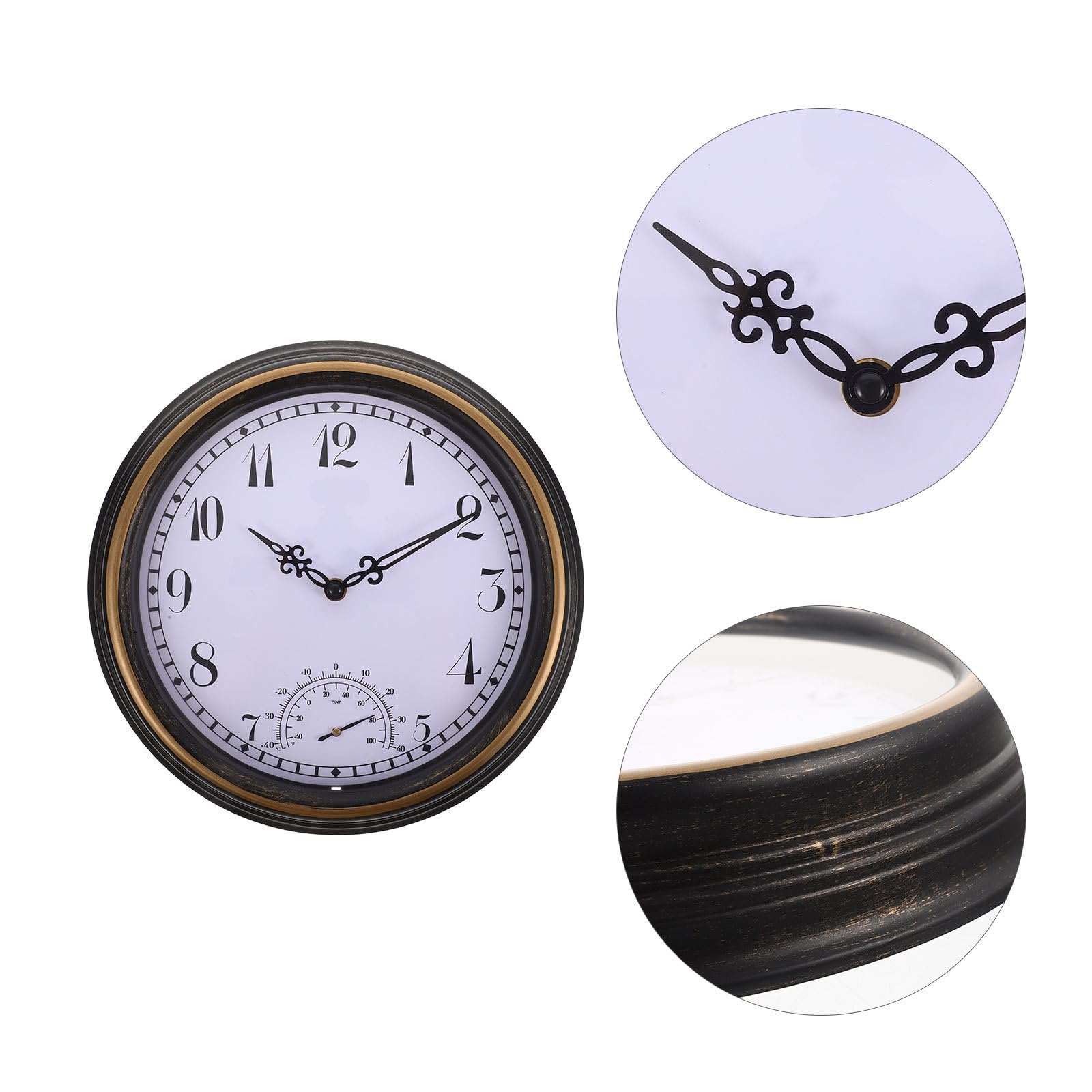 Cabilock Reloj de Pared Colgante para Dormitorio con Termómetro Exterior, Diseño Creativo y Material Plástico para Sala y Habitación