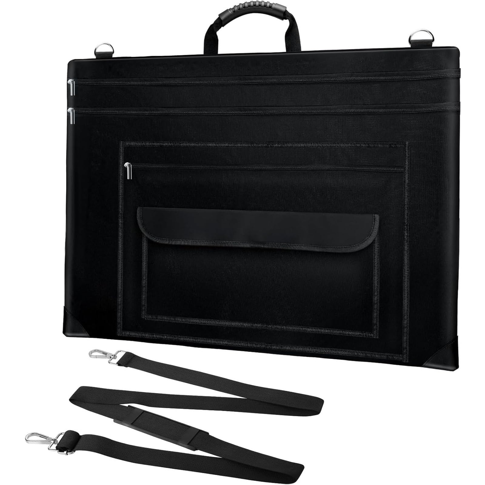 Borsa per Portfolio Artistico Borsa a tracolla in nylon, 24 "X 36" leggera e impermeabile, porta poster, cartella portadocumenti for artistici Utilizzato per conservare le opere(Black 20x26inch)