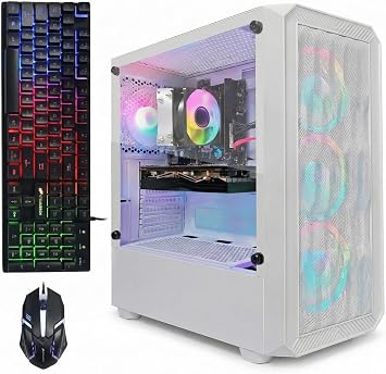STGAubron Gaming PC Desktop,R5 2600,RTX 3050 6G,16G DDR4,512G SSD | Gaming Computer Tower for Streaming,Video Editing,Home,School,R5 up to 3.9GHz,ARGB Fan,WiFi 6,BT 5.0,4K DP,HDMI,Win11 Home
