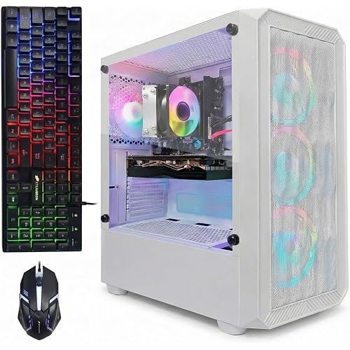 STGAubron Gaming PC Desktop, AMD Ryzen 5 2600 up to 3.9GHz, GeForce RTX 3050 6G Video Card, 16GB DDR4, 512GB SSD, WiFi 6, BT 5.0, RGB Fan x4, Windows 11 Home