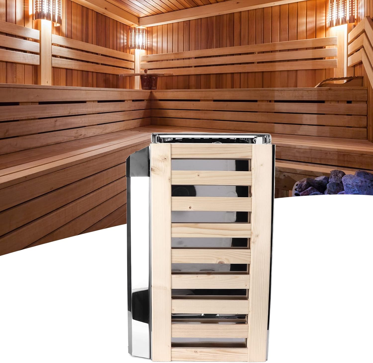 3KW Sauna Stove Stainless Steel Sauna Heater 110V Internal Control Sauna Heating Stove Heater Sauna Room Equipment Wet and Dry Bath Sauna Heater Stove for Home Hotel Spa Steam Room