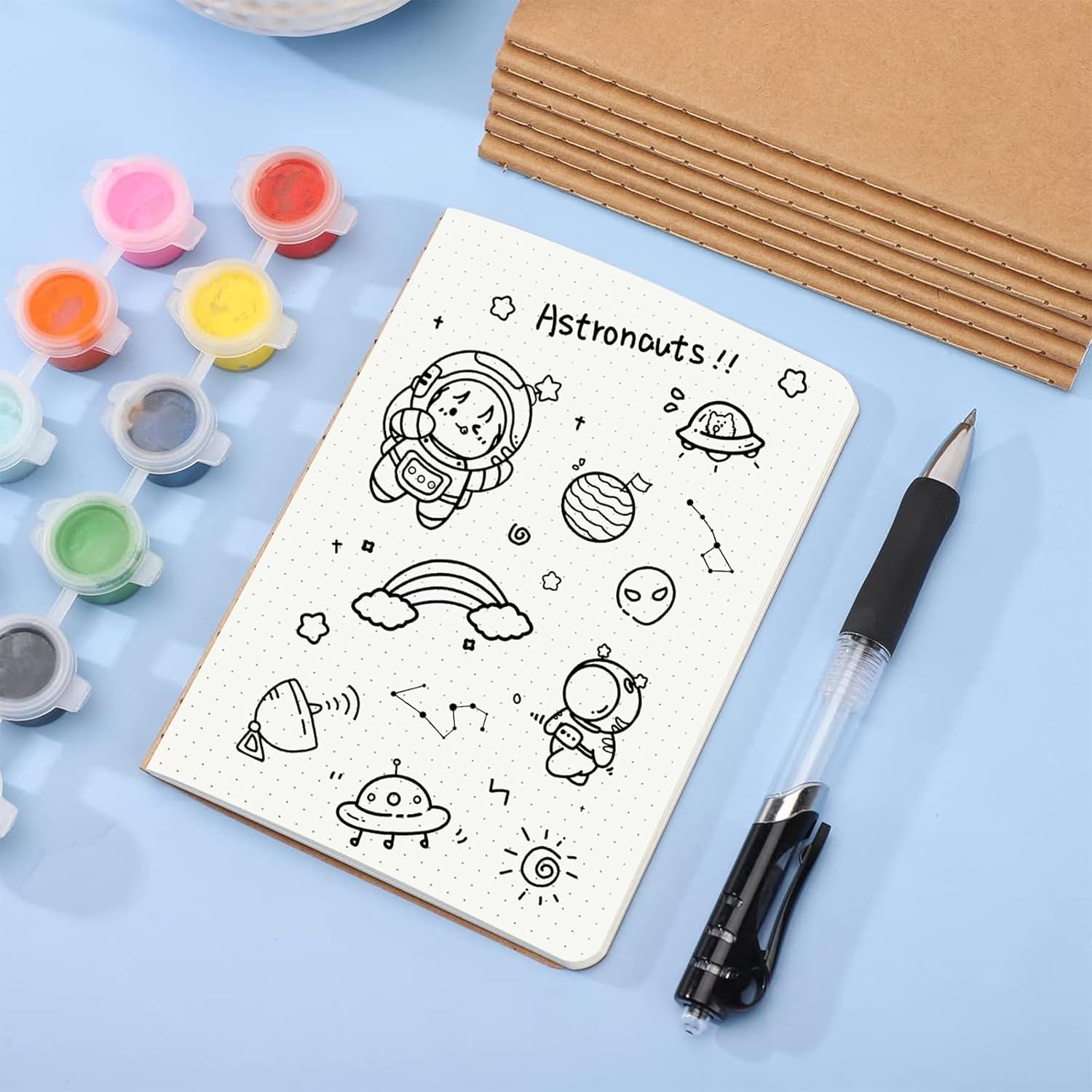 Notizheft A6 Dotted - 48 Stück Notebooks Set Gepunktet 5mm - 60 Seiten Notizbuch A6 10x14cm Braun Softcover Field Notes - 100g Papier Heft Block Punkte Kraft Notizblock