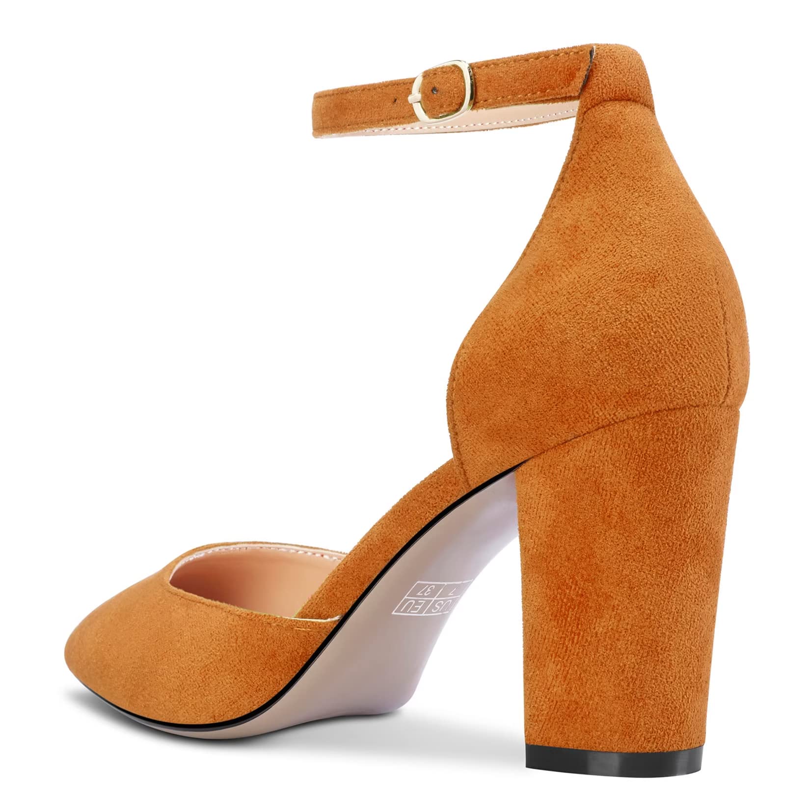 Castamere Donna Chunky Blocco Alto High Tacco Heel a Punta Pumps Cinturino alla Caviglia Fibbia da Matrimonio Feste Sexy 8.5 CM Heels