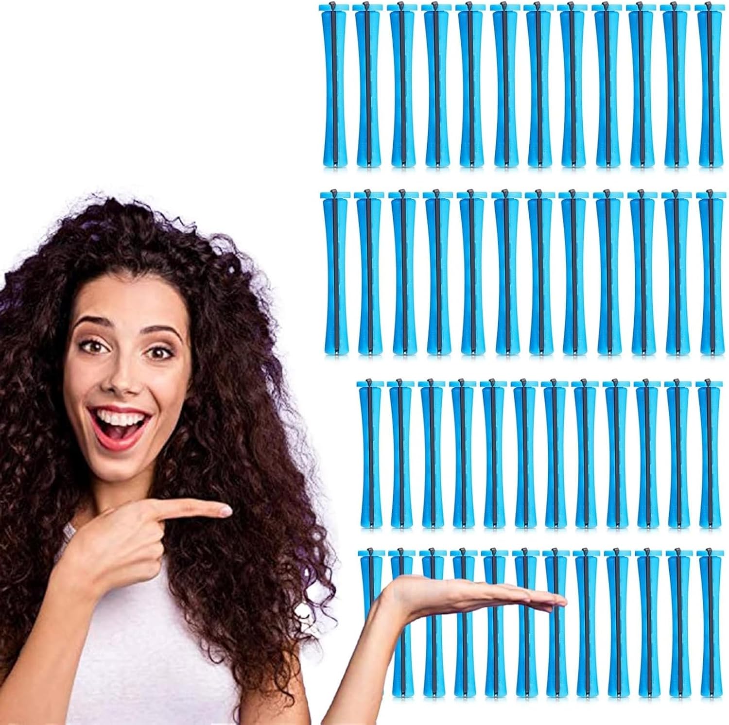 48 stuks Haarpermanenten Set – Korte Koudgolfstaven & Krullende Krulspelden met Elastische Banden – Inclusief Stalen Pintailkam & Rattenstaartkam voor Kappers, Stylingbenodigdheden (0,35 x 2