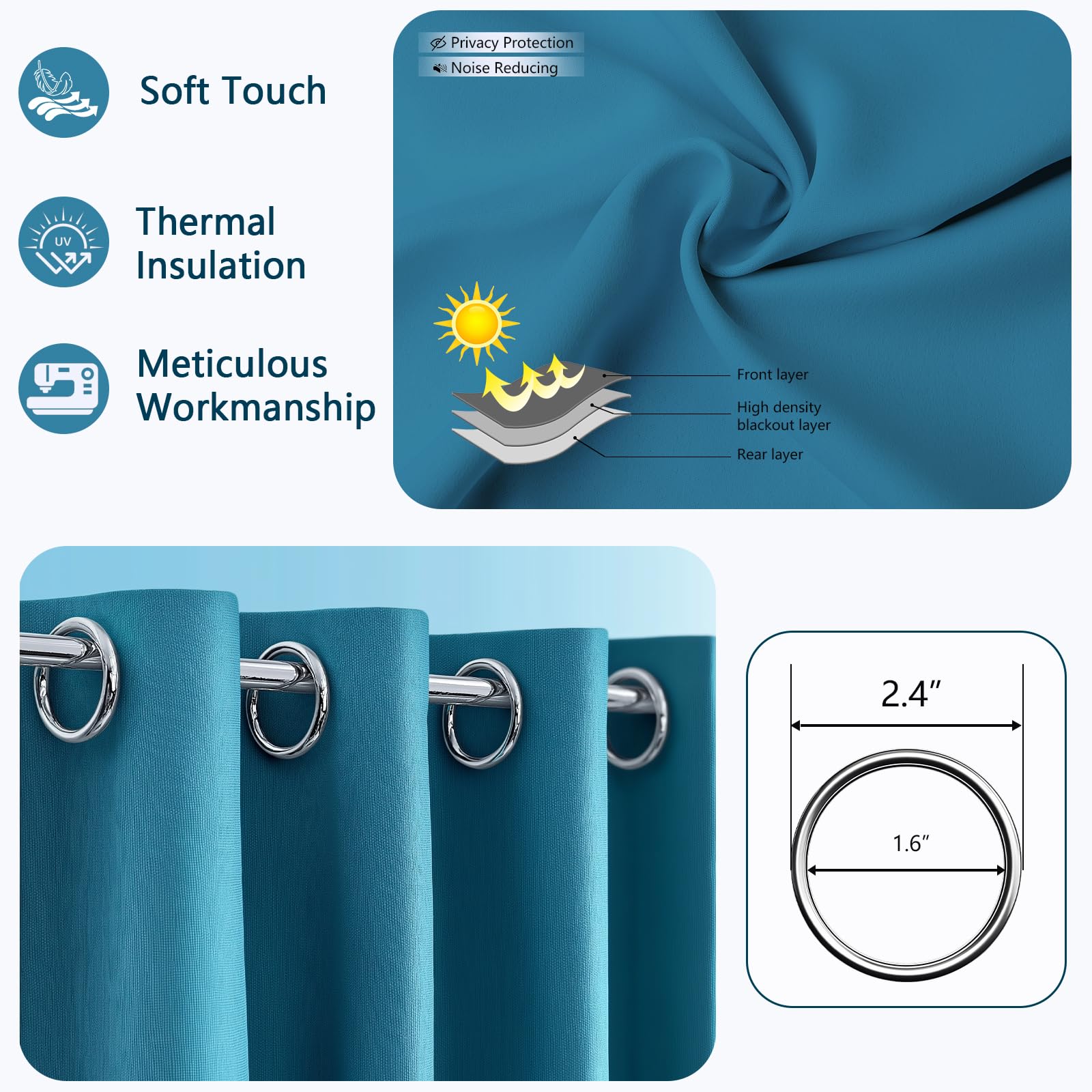 Simulation Stickerei Iris Gardinen mit Ösen Blickdicht | Elegant Blumenmuster Thermovorhang Kälteschutz Schallschutz, Schwertlilie Verdunklungsgardine 2er Set 240x132 Schlafzimmer