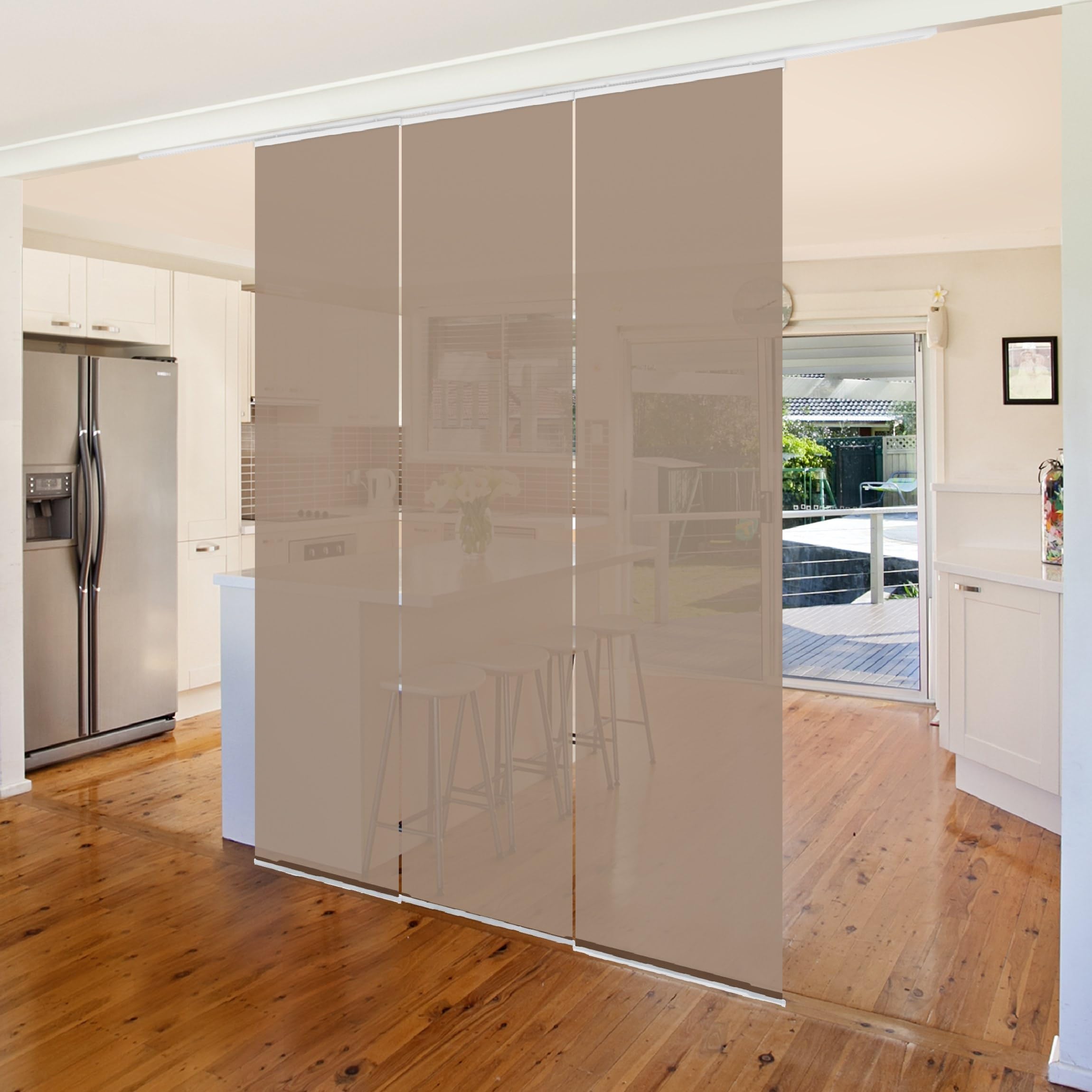 Schiebegardine halbtransparent 60er Paneel Klett Einfarbig Textil lichtdurchlässig - Unifarbe Modern Flächenvorhang Wohnzimmer Schlafzimmer 1463 (180x250 cm - 3er Set)