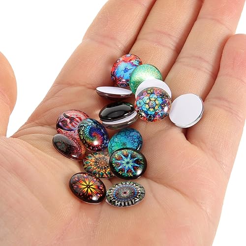 Miniatura 5 de IMIKEYA 200 piezas de cabujones de vidrio redondas piedras de cristal colgantes de joyería de 0.472 in mixtos redondos mosaico azulejos de mosaico