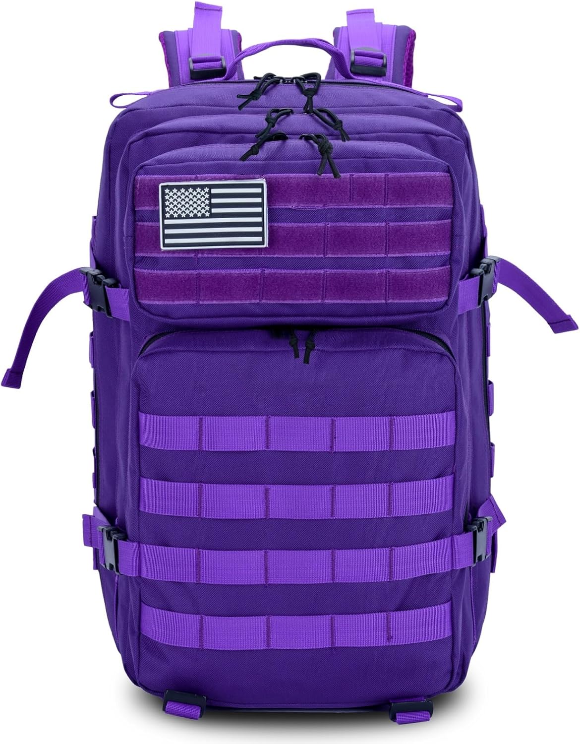 45L Military Tactical Backpack for Men & Women Bug Out Bag Assault pack Molle Daypack Hiking Trekking Rucksack(Purple)