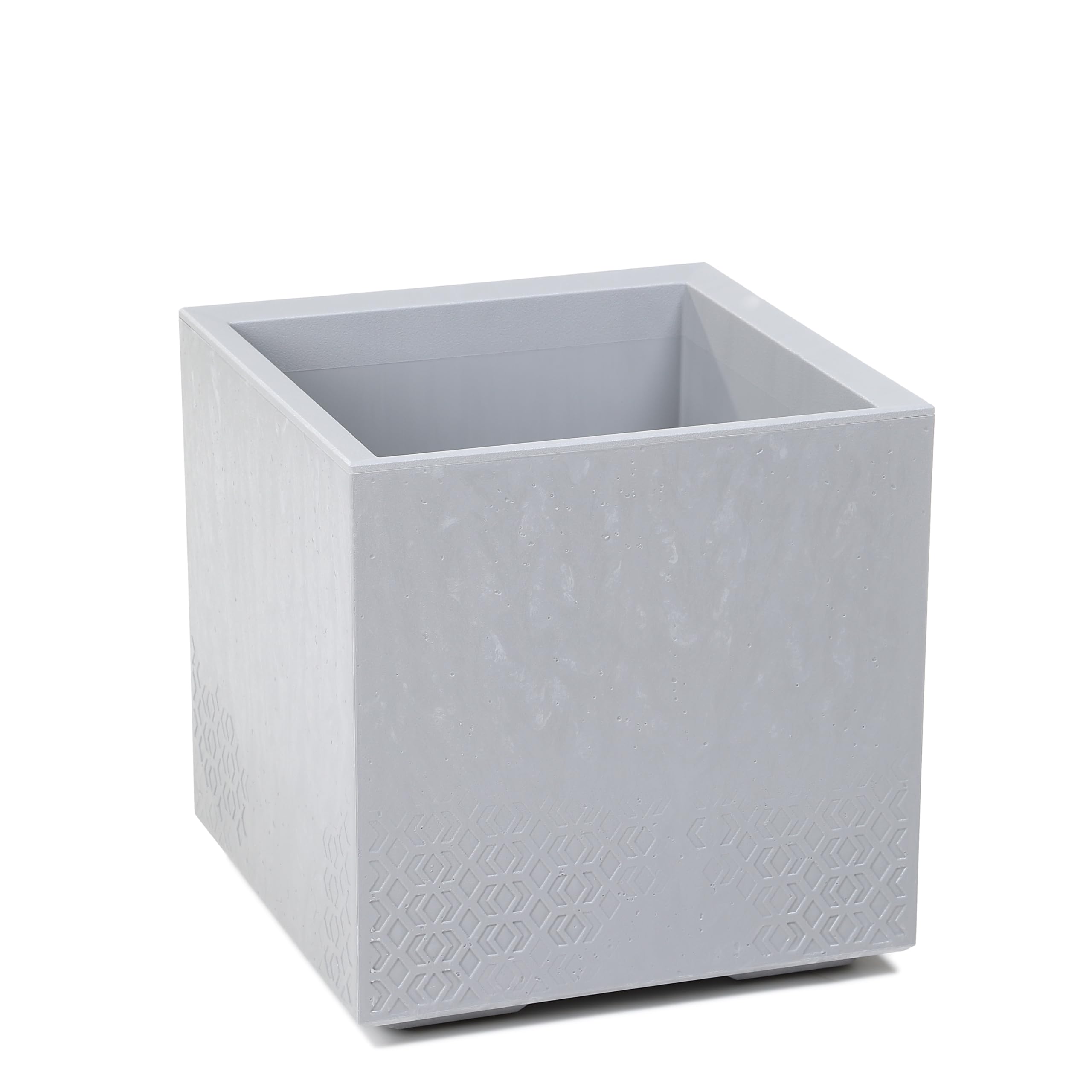LAMELA Plastic Plant Pot with Wheels 40 cm 36 L Light Grey Concrete Look
