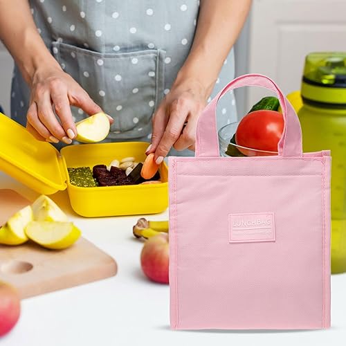 Miniatura 6 de PATIKIL Bolsas de almuerzo aisladas, paquete de 2 bolsas de almuerzo de 10 x 6 x 13 pulgadas, 8 x 5 x 9 pulgadas, reutilizables, térmicas, bolsas