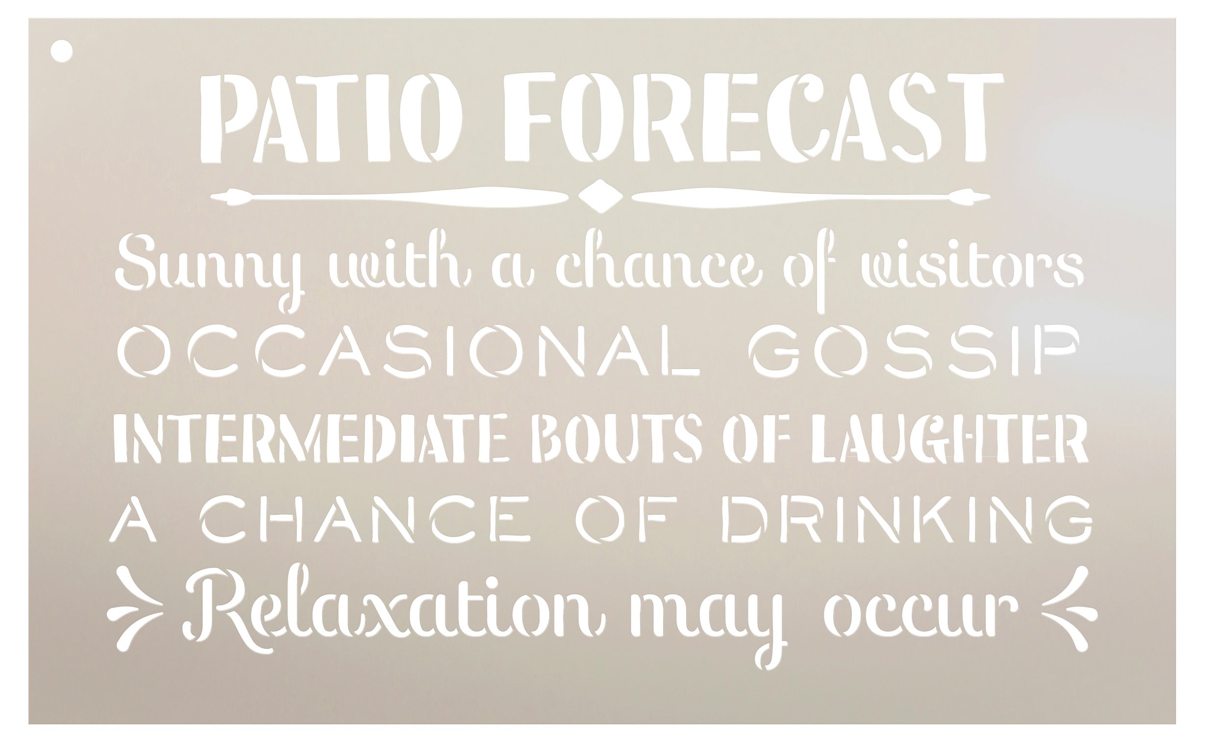 Studio R 12 Patio Forecast - Sunny with a Chance of Visitors Stencil by StudioR12 | Reusable Mylar Template | Use to Paint Wood Signs - Front Door - Entry - Porch - DIY Summer Decor - Select Size (13"
