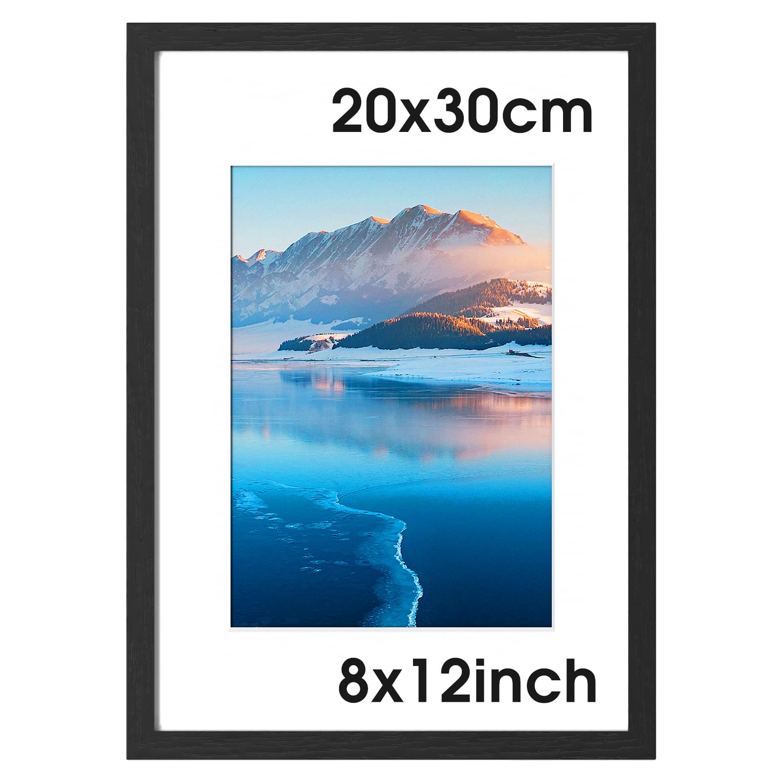 DTXDTech 20x30 cm Black Wooden Frame, 8x12 inch Picture Frame with Plexiglass, Wall-Mounted Poster Frame, Perfect for Home Decor & Gifting, 1 Pack
