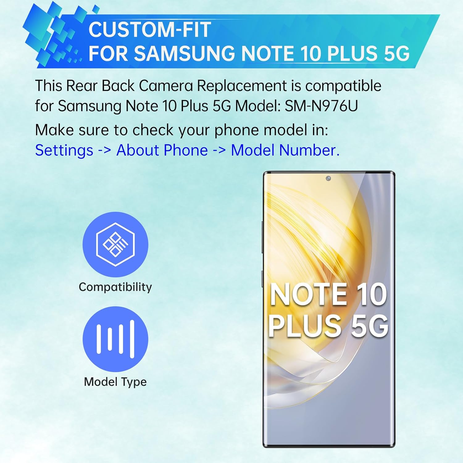Rear Main Camera Replacement for Samsung Galaxy Note 10 Plus 5G | Back Camera Module Part Repair Fix Model Number SM-N976U
