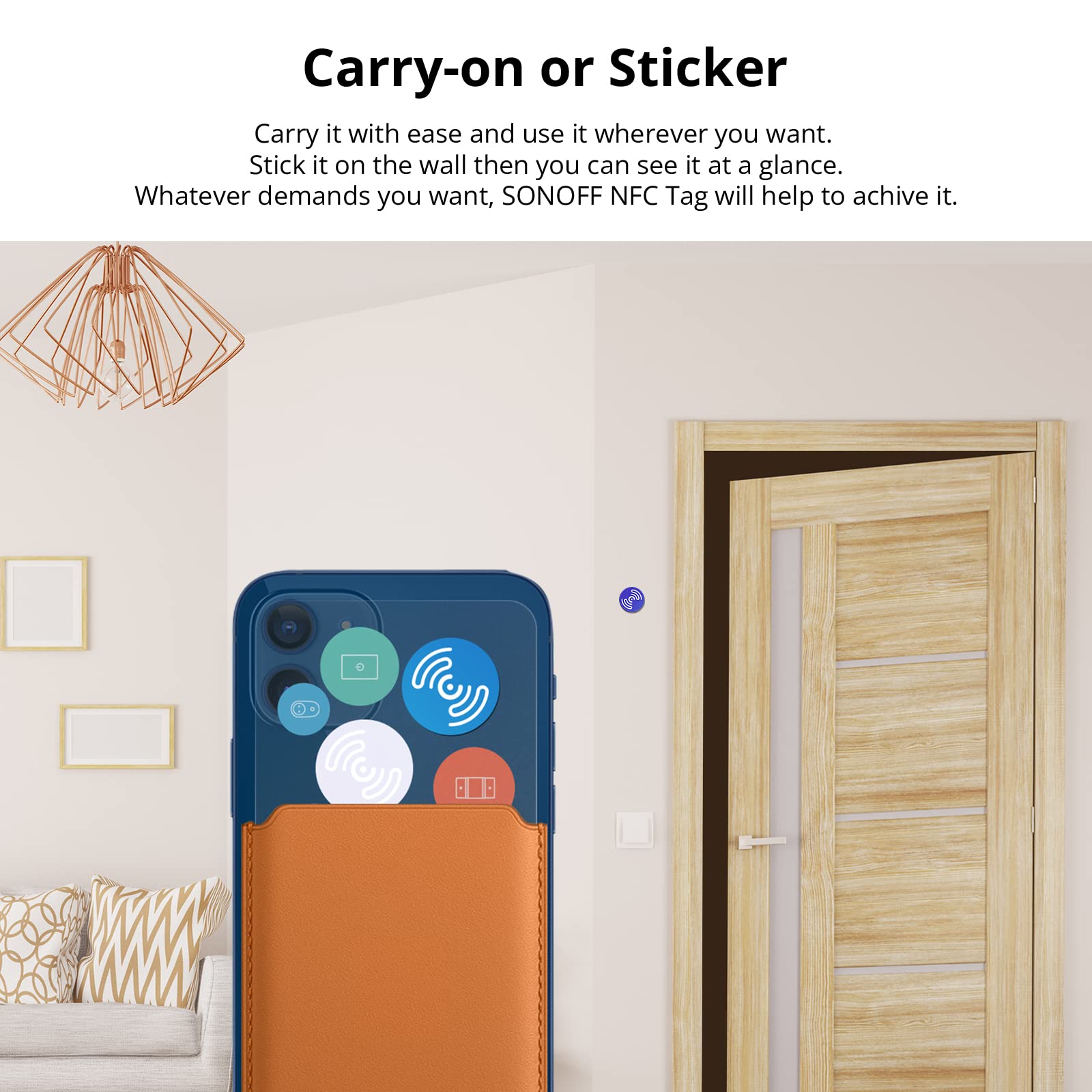 SONOFF NFC Tag Card, NFC Sticker NTAG215 – 540 byte memoria compatibile con tutti gli smartphone abilitati NFC