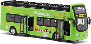 XCC durable Toy Car Sightseeing Double-decker Bus Alloy Die-casting Convertible Car 1:32 Ratio Mold With Lights And Music Pull Back Sturdy (Color : Green)