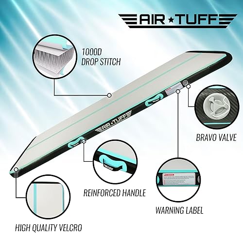 Miniatura 4 de AIR TUFF Colchoneta inflable de gimnasia  pista de aire con bomba eléctrica para gimnasio en casa, yoga, animación, equipo de gimnasia, incluye