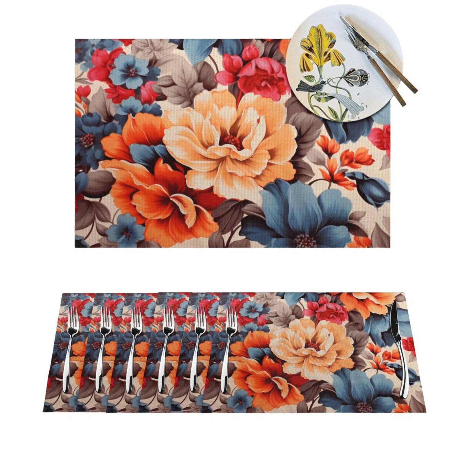 Set de table PVC floral lavable 30x45cm résistant à la chaleur
