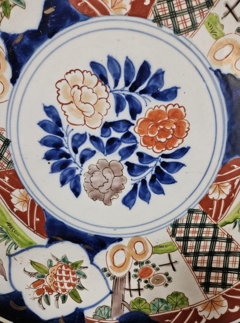 杜】 古伊万里 錦手 垣根に花と蝶図 大ナマス 5客 PP4012