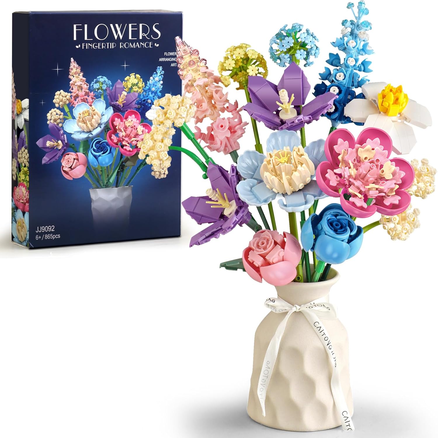 Flower Building Set for Adults Flower Bouquet Botanical Collection Unique Home Décor or Office Décor Great Gift for Her and Him (VASE NOT Included)