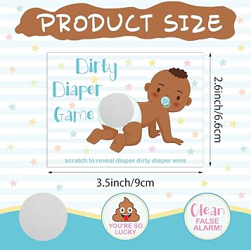 Geyee 60 Pieces Baby Shower Scratch off Game Funny Raffle Cards Baby Shower Party Games Decorations Cute Activity for Activity and Idea for Boy Girl(Brown)