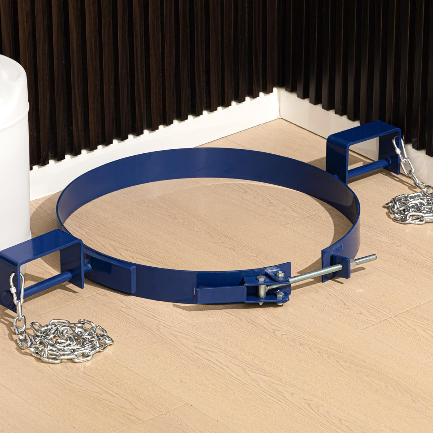 Blulu Steel Tilting Drum Ring, 55 Gallon Drum Lifter Ring, Painted Carbon Steel, 1200 Lbs Capacity, Industrial Transport Equipment for Efficient Handling, Suitable for Forklift and Manual Handling