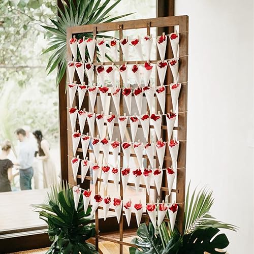 Miniatura 8 de Queenbox 30 conos de confeti de papel kraft, 6.7 x 6.7 pulgadas, soporte para papel enrollado de flores, pétalos de ramo, bolsas de dulces, cajas