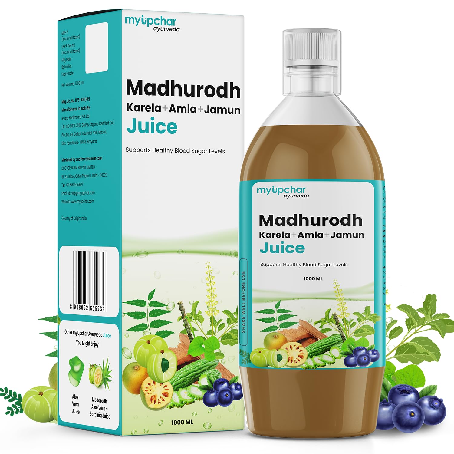 myUpchar Ayurveda Madhurodh Juice 1L | With Karela, Jamun, Tulsi & Guduchi