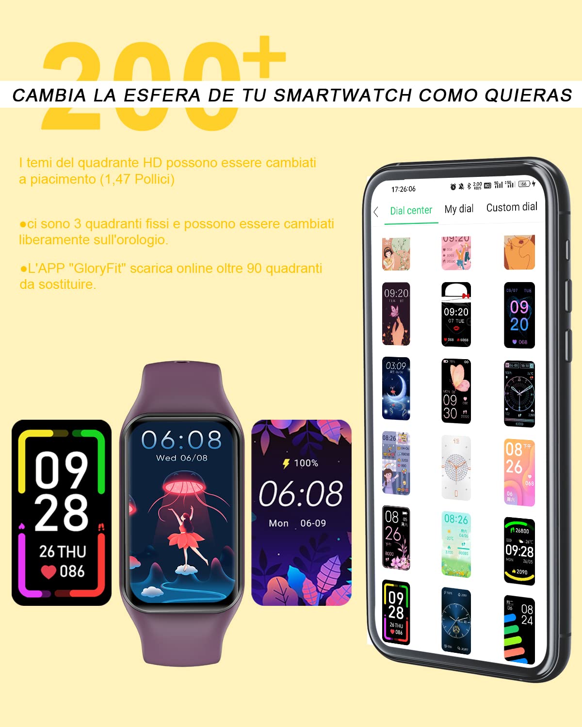 IOWODO R1 Smartwatch uomo donna con ossimetro (SpO2) Monitor Contapassi frequenza cardiaca Sonno Pedometro,Smart Watch donna uomo con notifica messaggi,IP68 impermeabile per Android iOS (2 cinturini)