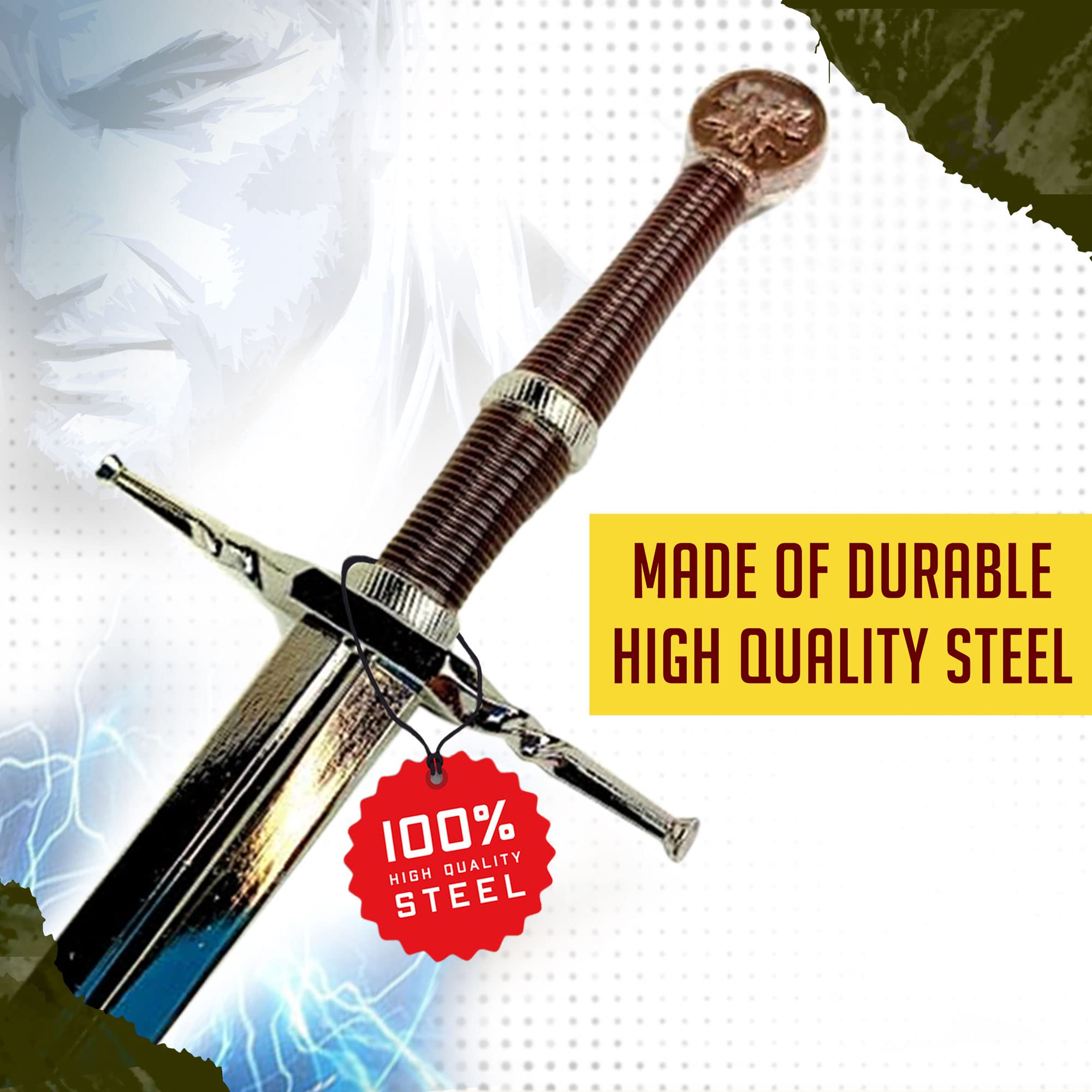 Witcher Brieföffner: Geralt Mini Schwerter Set, Silberschwert, Stahlschwert | Detaillierte Zinklegierung, markanter Wolfskopf-Knauf, edles Zubehör für Schreibtisch & Büro, ideales Geschenk für Gamer