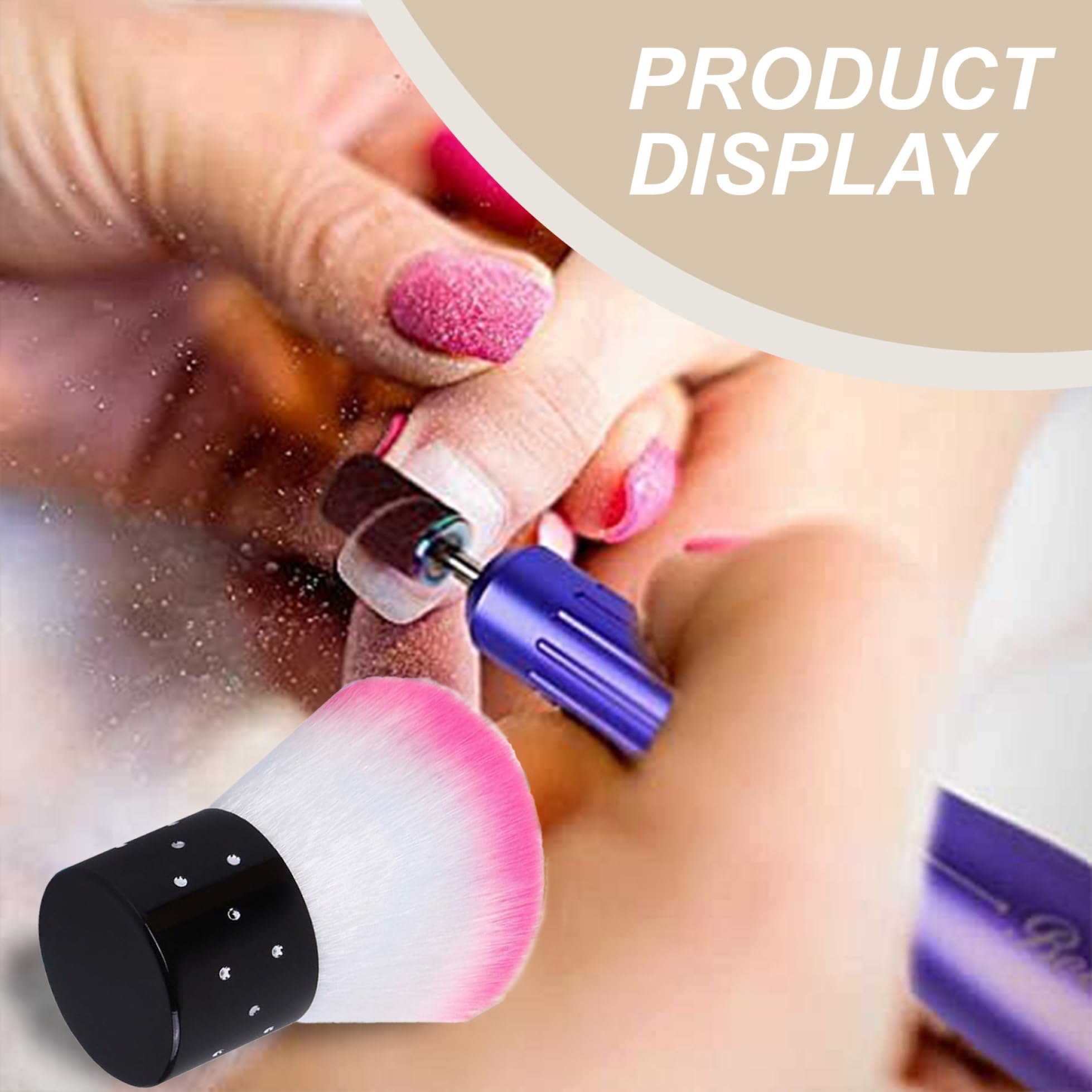 2 pennelli per polvere per unghie, testina per polvere fine morbida e confortevole per unghie, nail art da 1, 6x2, 5 pollici, spolverino facile da usare per spolverino per trucco da donna