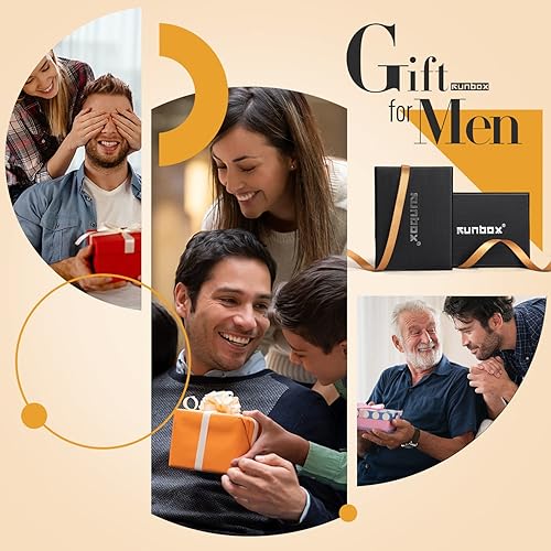 Miniatura 6 de RUNBOX - Carteras delgadas de cuero para hombres, tecnología contra interferencia de radiofrecuencia (RFID), 2 ventanas de identificación, con caja