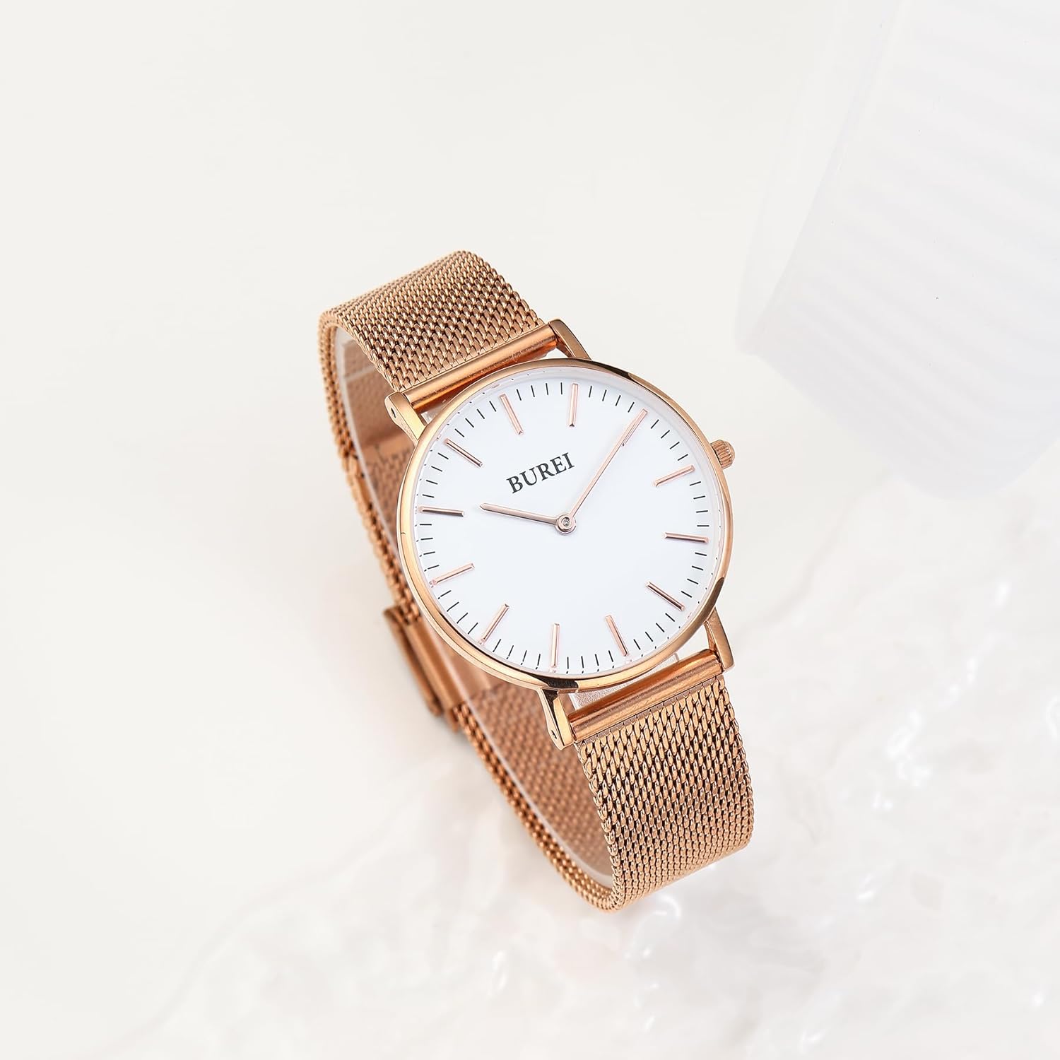 BUREI Womens Fashion Gold Stainless Steel Mesh Watch Analog Quartz Waterproof Ladies Watch Dainty Bracelet Wristwatch for Women,Gifts for Girlfriend - Image 2