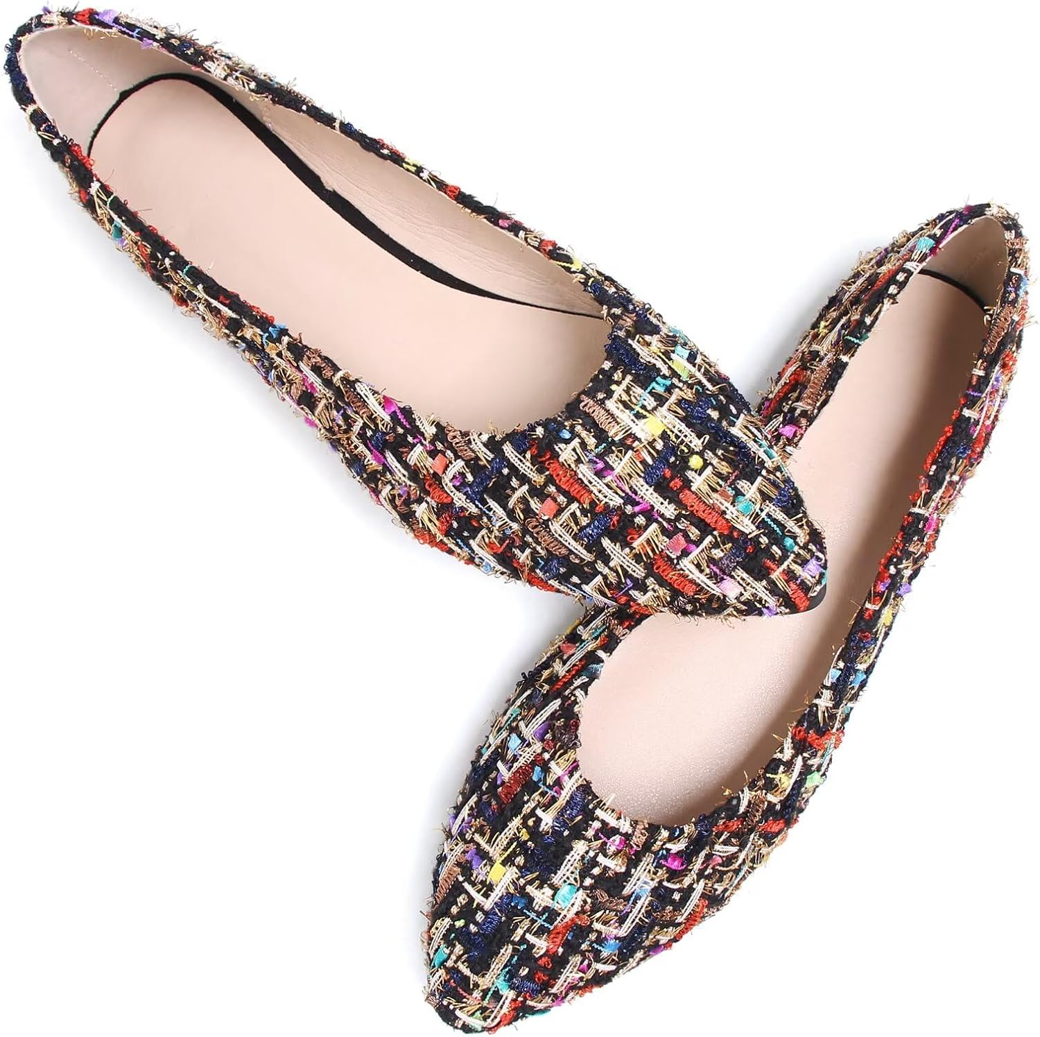 SAILING LU Women’s Suede Pointed Toe Ballet Flats Comfortable Wedding Party Slip-On Ballerina Dressy Shoes for Women