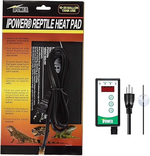 Vista 28 de iPower Almohadilla térmica para reptiles de 4 x 7 pulgadas con termostato ajustable, calentador debajo del tanque, tapete térmico para tortugas