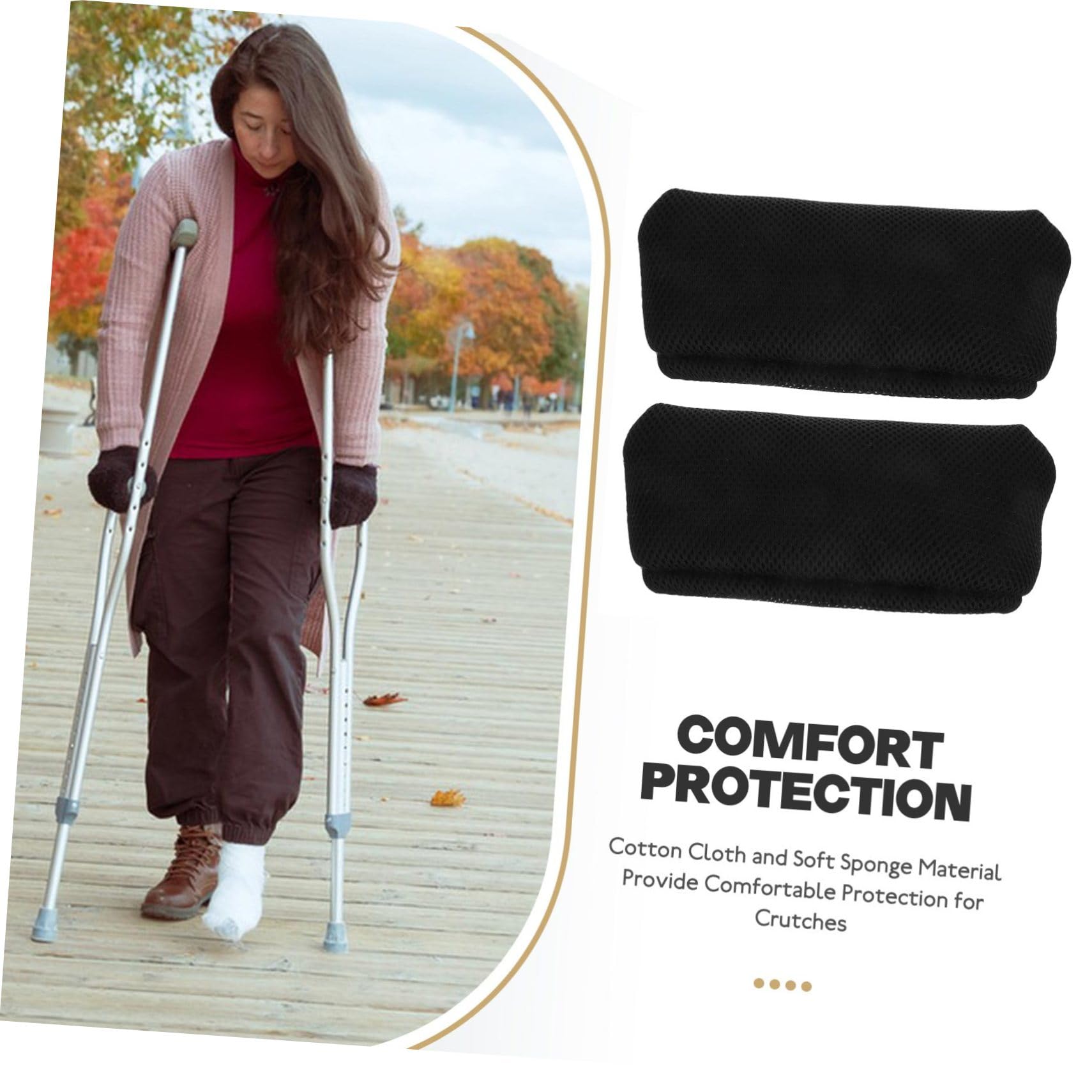 2piezas Funda para Muletas Axilares Almohadillas de Muleta Empuñaduras Cojín para Accesorios para Protector de Axilas para Sudor Adulto Acolchada