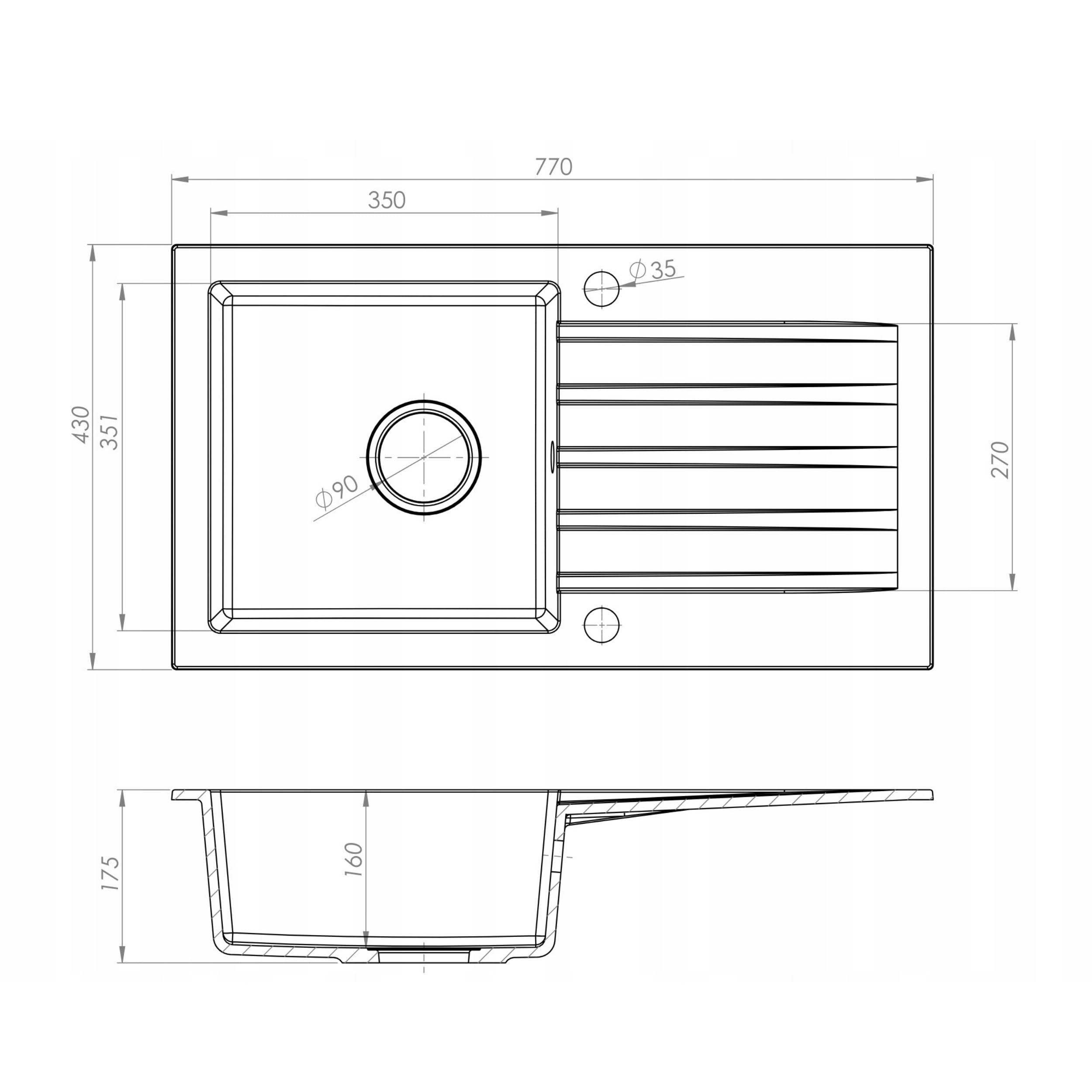 SINK Quality zlewozmywak kuchenny z ociekaczem – zlewozmywak czarny 80 x 46 cm – w zestawie syfon i środki impregnujące – zlewozmywak do zabudowy do szafki pod umywalkę 55 – zlewozmywak granitowy