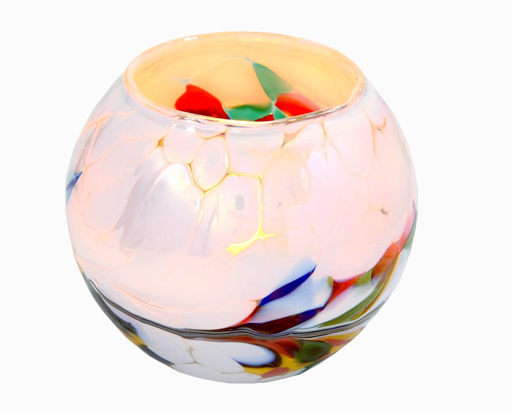 D&J Glassware White Friendship Mini Globe Tea Light In A Colour