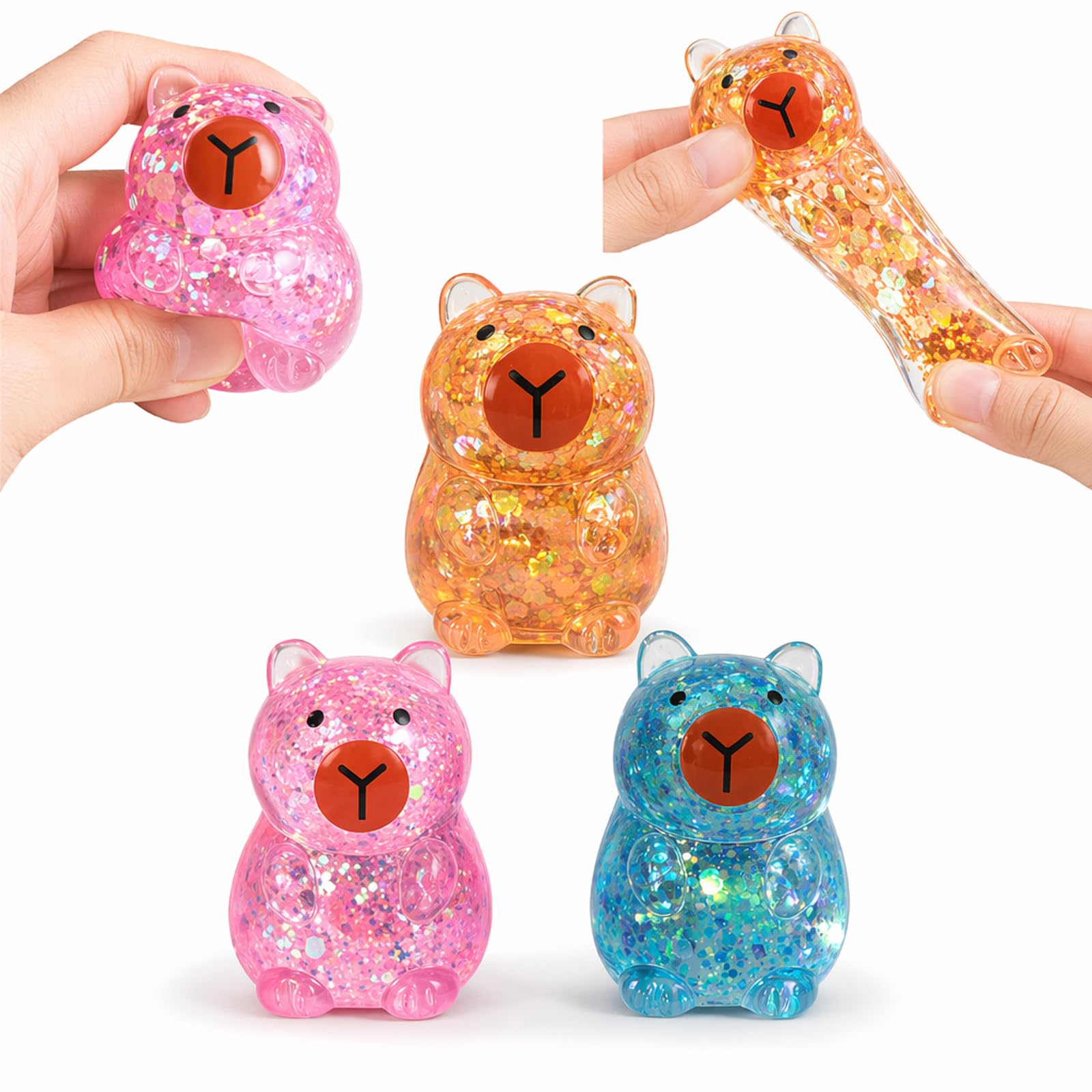 3 Pack Sugar Squishy Capybara Squishy Blue Pink Orange Soft Gentle For Desk Office Home Travel Candy Color
