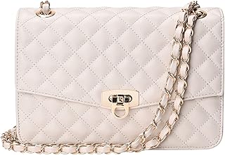 Quilted Shoulder Bag for Women, Medium Flap Crossbody Handbag with Chain...